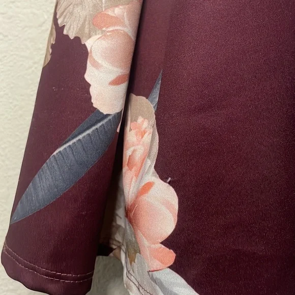 Papaya Maroon Fit and Flare Floral Dress - Picture 7 of 8